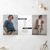 Blokken van het zwarte vierfototoestel met Tri-Fol Drieluik Uitnodiging (Binnen)