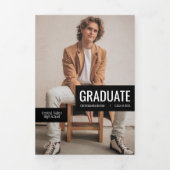 Blokken van het zwarte vierfototoestel met Tri-Fol Drieluik Uitnodiging (Cover)