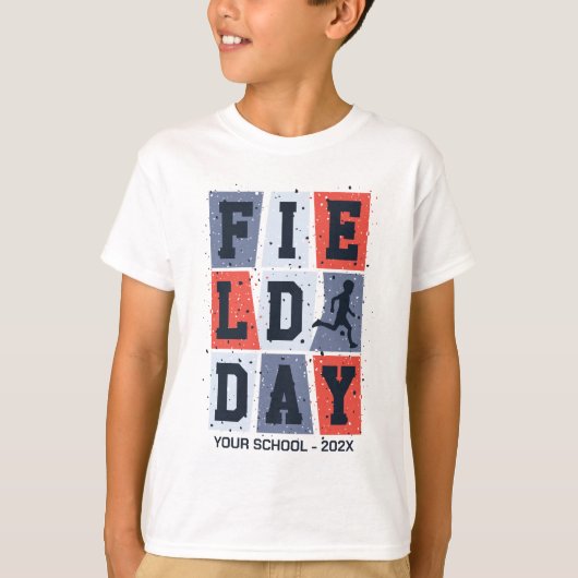  Blokken Velddag van de School Gepersonaliseerd T-shirt (Voorkant)