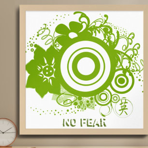 Blokkercirkel met Kanji voor Courage Poster