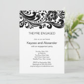 Blokkeren Floral Swirls Verloving-uitnodigingen Kaart (Staand voorkant)