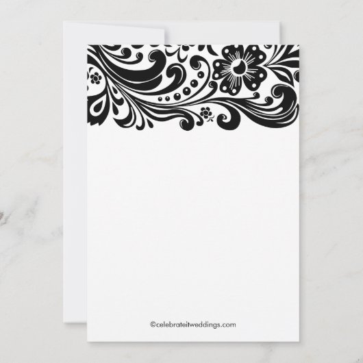 Blokkeren Floral Swirls Verloving-uitnodigingen Kaart (Achterkant)