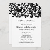 Blokkeren Floral Swirls Verloving-uitnodigingen Kaart (Voorkant / Achterkant)