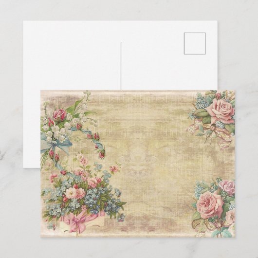 Blokkerende Bouquets op vervormde bruine stijl Briefkaart (Voorkant / Achterkant)