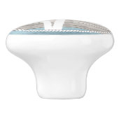 Blokkerhout Nautische palmen - Blauw, Tan, Blauwgr Keramische Knop (Zijkant)