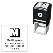 Blokkerig Monogram Schrift Naam Retouradres Zelfinktende Stempel (In situ)