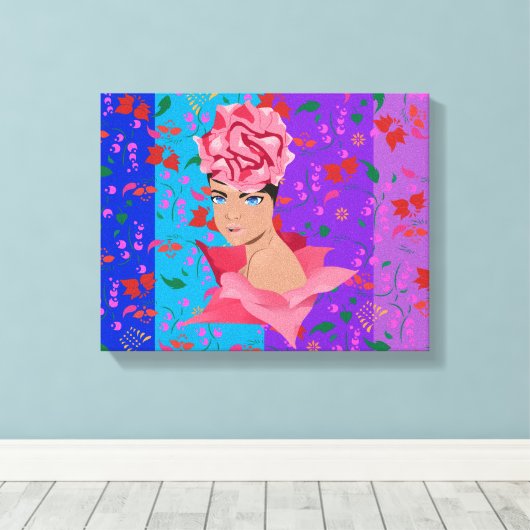 Blokkering Bright Floral Girl Canvas Afdruk (Insitu (Houten vloer))