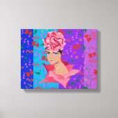 Blokkering Bright Floral Girl Canvas Afdruk (Voorkant)