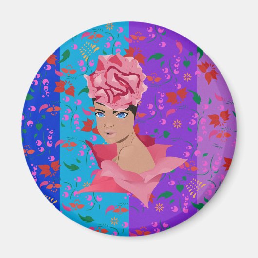 Blokkering Bright Floral Girl Magneet (Voorkant)