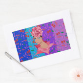 Blokkering Bright Floral Girl Rechthoekige Sticker (Envelop)