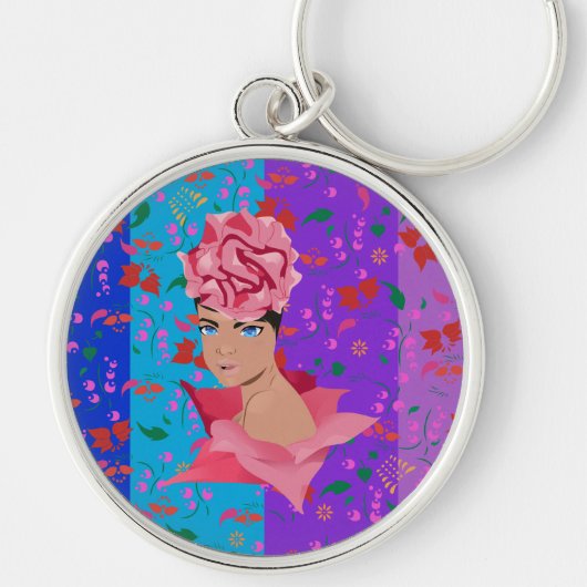 Blokkering Bright Floral Girl Sleutelhanger (Voorkant)