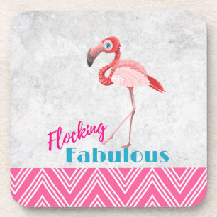 Blokkering Fabulous Pun w/ Roze flamingo Drankjes Onderzetter