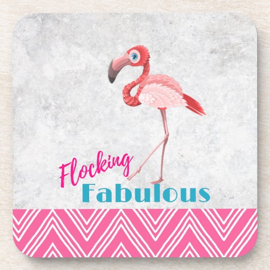 Blokkering Fabulous Pun w/ Roze flamingo Drankjes Onderzetter (Voorkant)