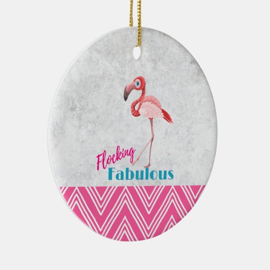 Blokkering Fabulous Pun w/ Roze flamingo Keramisch Ornament (Rechts)