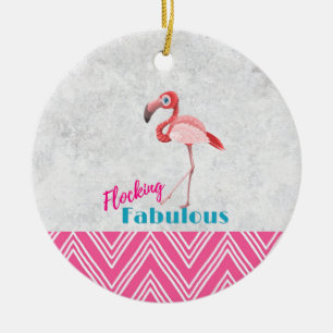 Blokkering Fabulous Pun w/ Roze flamingo Keramisch Ornament