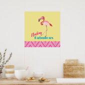 Blokkering Fabulous Pun w/ Roze flamingo Poster (Keuken)