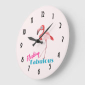 Blokkering Fabulous Typografie met roze flamingo Grote Klok (Hoek)
