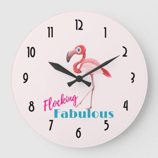 Blokkering Fabulous Typografie met roze flamingo Grote Klok (Voorkant)