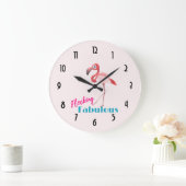 Blokkering Fabulous Typografie met roze flamingo Grote Klok (Huis)