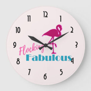 Blokkering Fabulous Typografie met roze flamingo Grote Klok