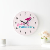 Blokkering Fabulous Typografie met roze flamingo Grote Klok (Huis)
