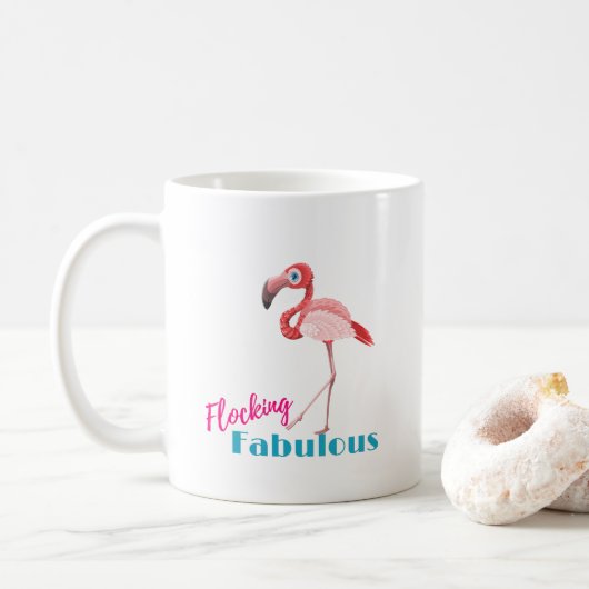 Blokkering Fabulous Typografie met roze flamingo Koffiemok (Met donut)