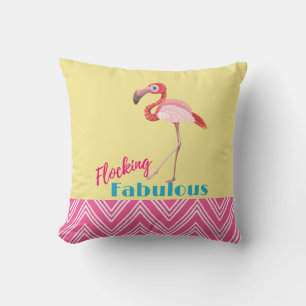 Blokkering Fabulous Typografie met roze flamingo Kussen