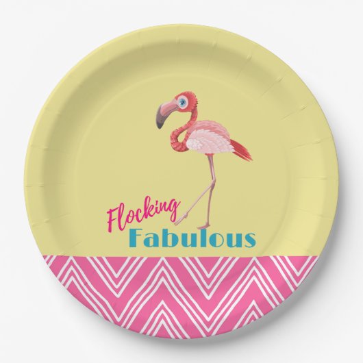 Blokkering Fabulous Typografie met roze flamingo Papieren Bordje (Voorkant)