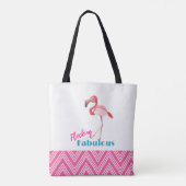 Blokkering Fabulous Typografie met roze flamingo Tote Bag (Achterkant)