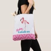 Blokkering Fabulous Typografie met roze flamingo Tote Bag (Dichtbij)