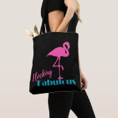 Blokkering Fabulous Typografie met roze flamingo Tote Bag (Dichtbij)