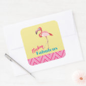 Blokkering Fabulous Typografie met roze flamingo Vierkante Sticker (Envelop)