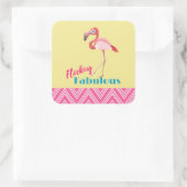 Blokkering Fabulous Typografie met roze flamingo Vierkante Sticker (Tas)