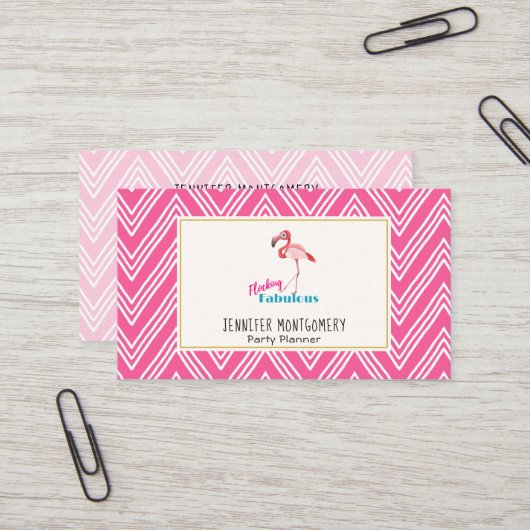 Blokkering Fabulous Typografie met roze flamingo Visitekaartje (Voorkant / Achterkant in situ)