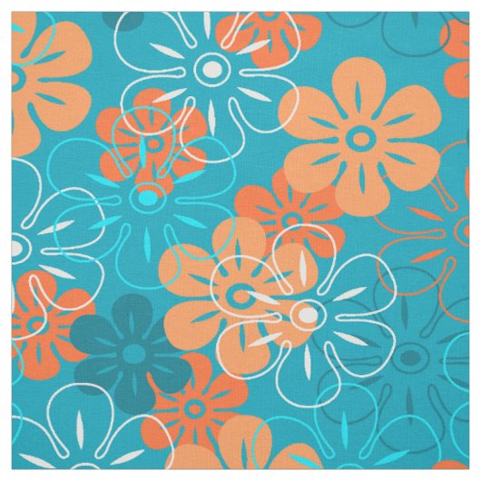Blokkering Hawaiian Retro Floral Stof (Swatch)