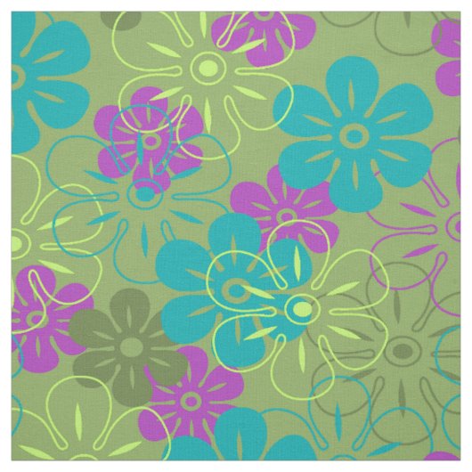 Blokkering Hawaiian Retro Floral Stof (Swatch)