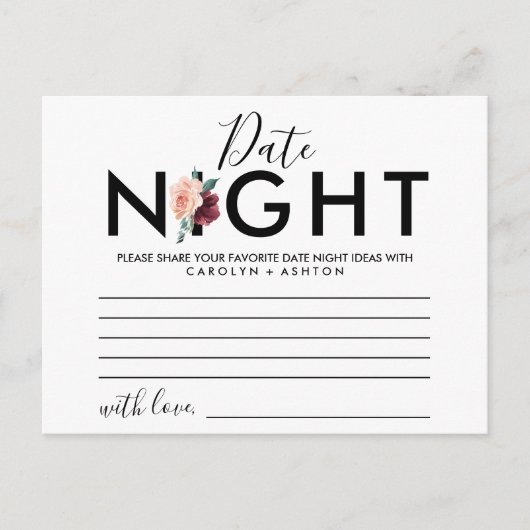 Blokkering | Maroon Date Night Idea Kaarten (Voorkant)