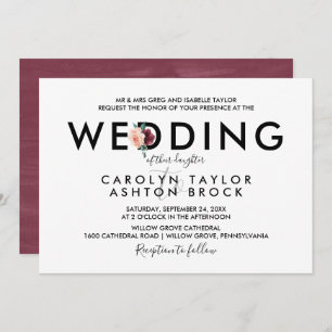 Blokkering Maroon Formal Wedding Kaart