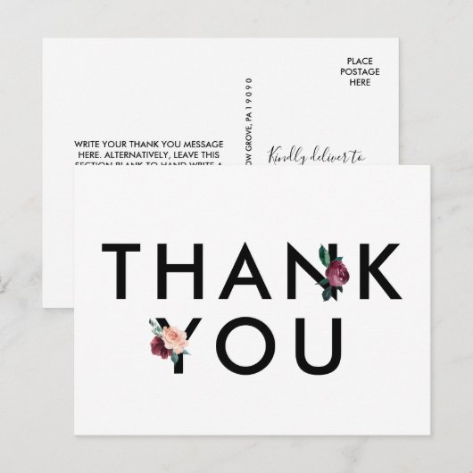 Blokkering | Maroon Hartelijk dank Briefkaart (Voorkant / Achterkant)