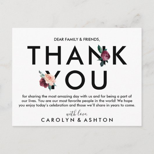 Blokkering | Maroon Hartelijk dank, jullie ontvang Briefkaart (Voorkant)