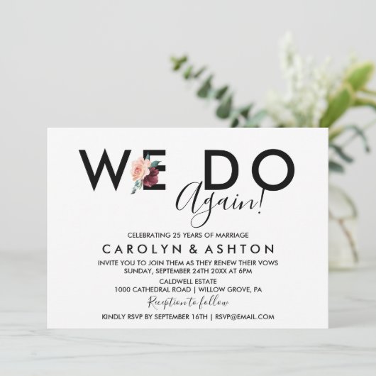 Blokkering | Maroon Vow Renewal Kaart (Staand voorkant)