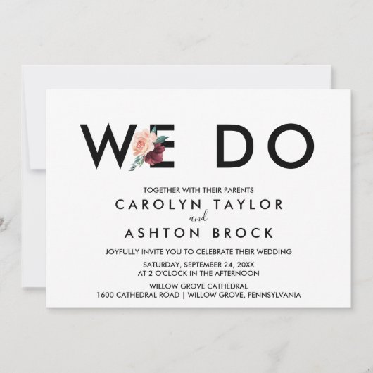 Blokkering | Maroon We wedden Kaart (Voorkant)