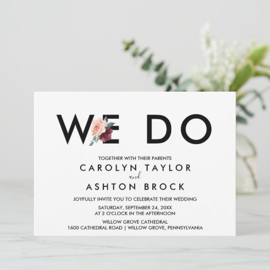 Blokkering | Maroon We wedden Kaart (Staand voorkant)