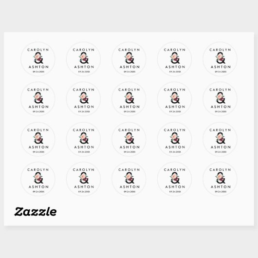 Blokkering | Maroon Wedding Envelope-zegels Ronde Sticker (Vel)