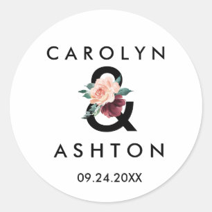 Blokkering Maroon Wedding Envelope-zegels Ronde Sticker