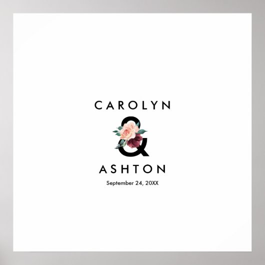 Blokkering | Maroon Wedding Guest Signing Poster (Voorkant)