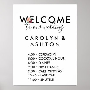 Blokkering   Maroon Wedding Order of Events Poster