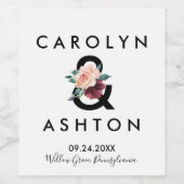 Blokkering | Maroon Wedding Wijn Etiket (Enkel label)