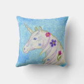 Blokkering Unicorn op blauw Kussen (Achterkant)