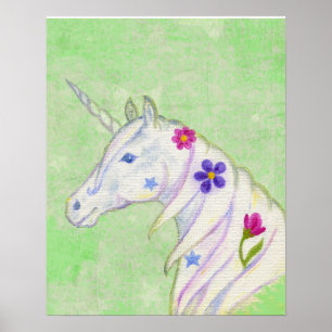 Blokkering Unicorn voor groene kunstafdrukken Poster